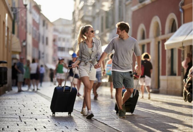 カップルの旅行写真